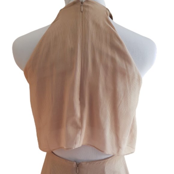 H&M // Beige Gold Maxi Halter Dress - Picture 3 of 6